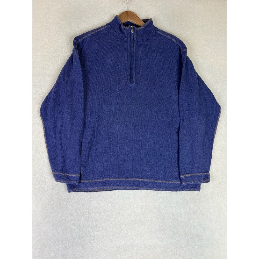 Tommy Bahama Jeans 1/4 Zip‎ Pullover Sweatshirt Men's Large Blue Casual Lyocell